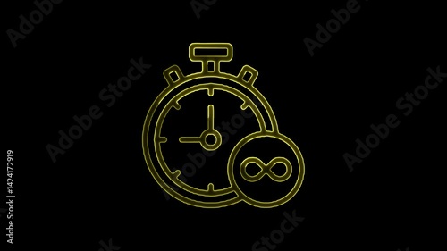 Glowing Neon colourful infinity watch Sign .  infinity watch Sign on black background. 