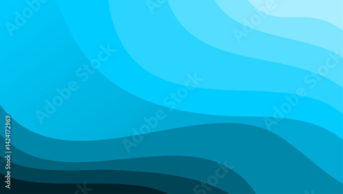 Abstract blue wave ocean design background with blue gradient. Minimalist elegant fluid or liquid design for wallpaper