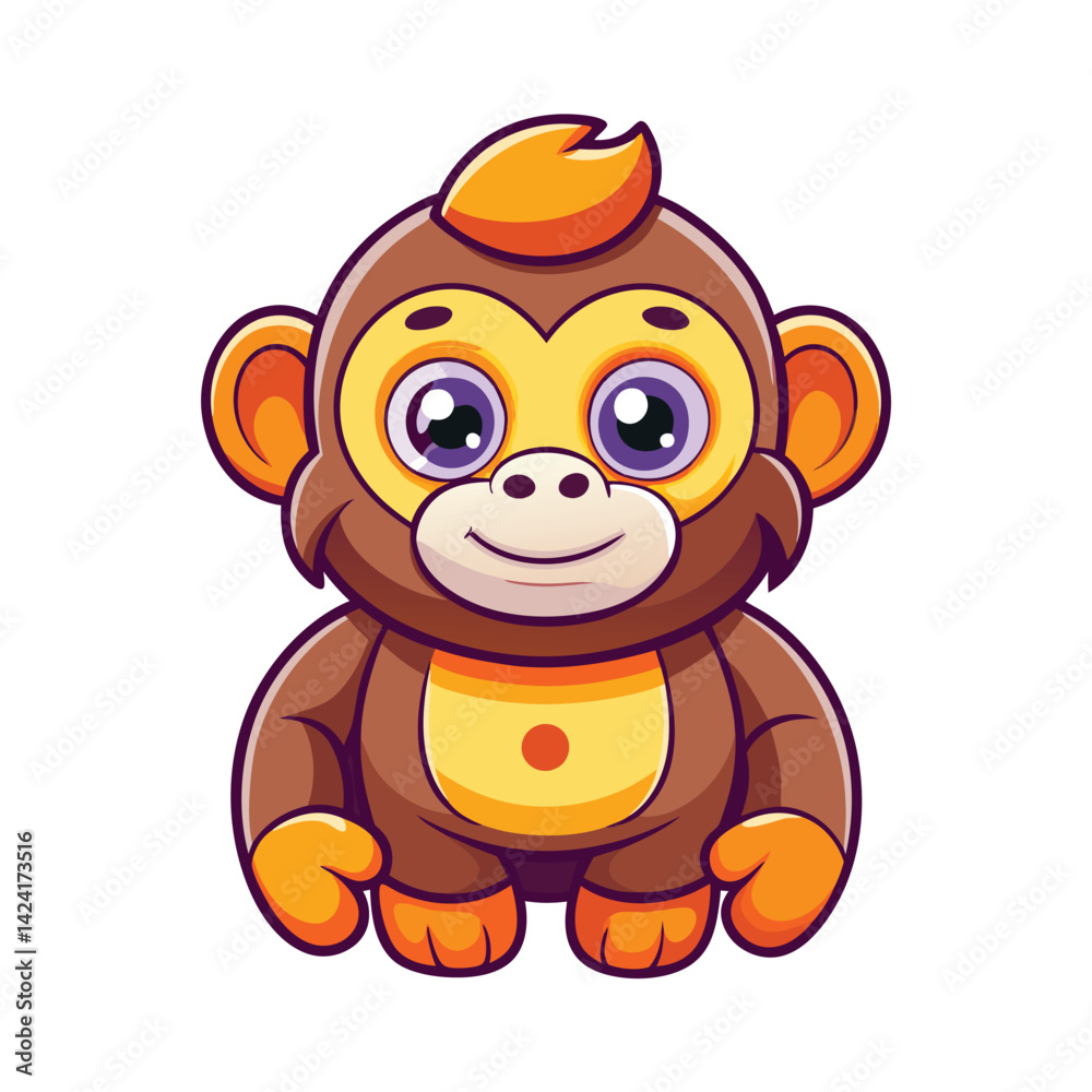 Obraz premium Cute cartoon monkey illustration
