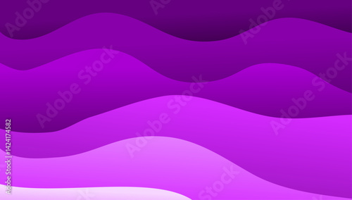 Abstract Purple Waves. A modern 3D gradient design for wallpaper, cover, background