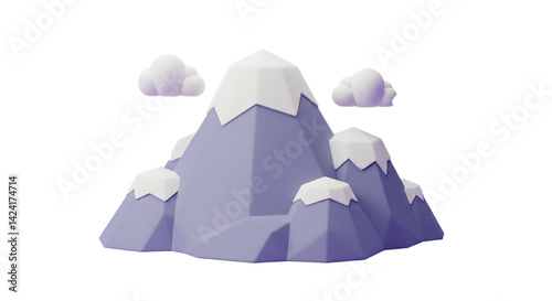 3d comic mountain isolated 