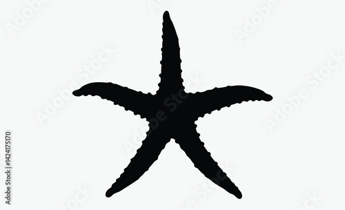 Starfish silhouette, Sea star icon, black and white starfish silhouette, 