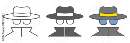 Spy agent icon collection, anonymity and detective, incognito vector icon set, vector graphics, editable stroke outline sign, eps 10