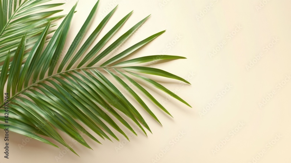 Fototapeta premium Summer tropical composition with green palm leaves