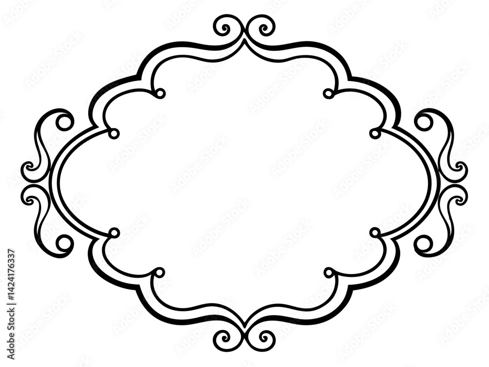 elegant ornamental frame outline vector illustration decorative border flourish vintage retro calligraphic
