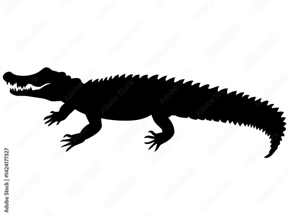 Fototapeta premium Silhouette Of Lizard Outline Isolated Against Black Background
