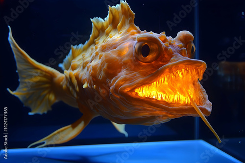 Deep sea fish with luminous, terrifying teeth.