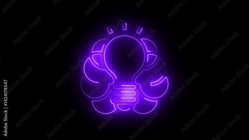 Glowing neon conception icon isolated on black background. HD Video motion graphic animation