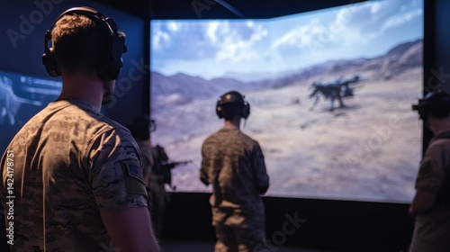 Military personnel participating in virtual combat training