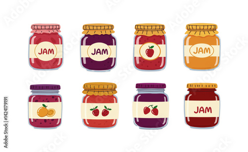 illustration of a set of jars of jam