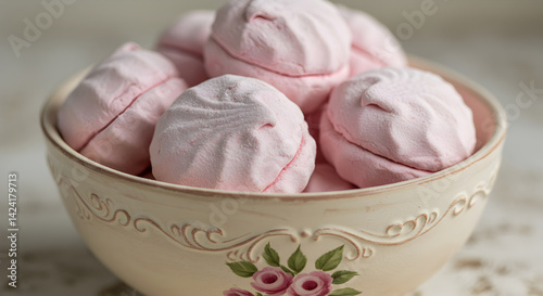Wallpaper Mural Bowl Of Fluffy Pink Marshmallows Resting Gracefully On A Decorative Table Torontodigital.ca