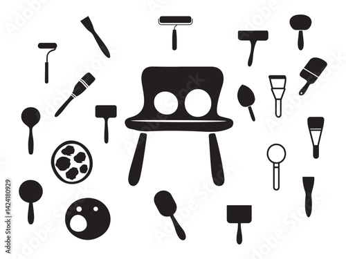 Vector Illustration of Painting Tools and Equipment