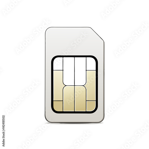 Standard Sim Card Isolated On White Background Vector Illustration For Mobile Communication