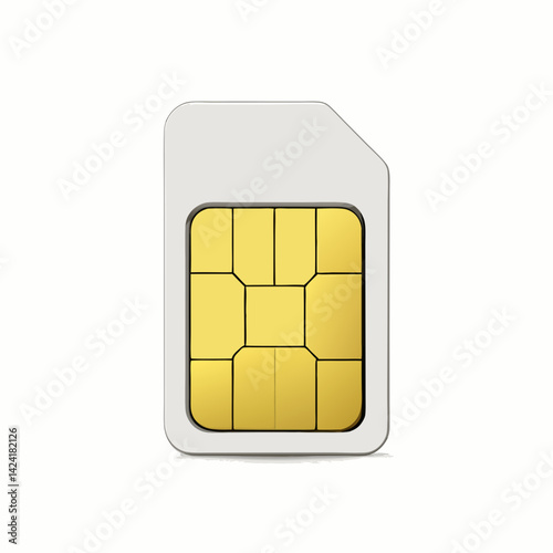 Single Sim Card Vector Graphic Illustration Isolated On White Background Detailed