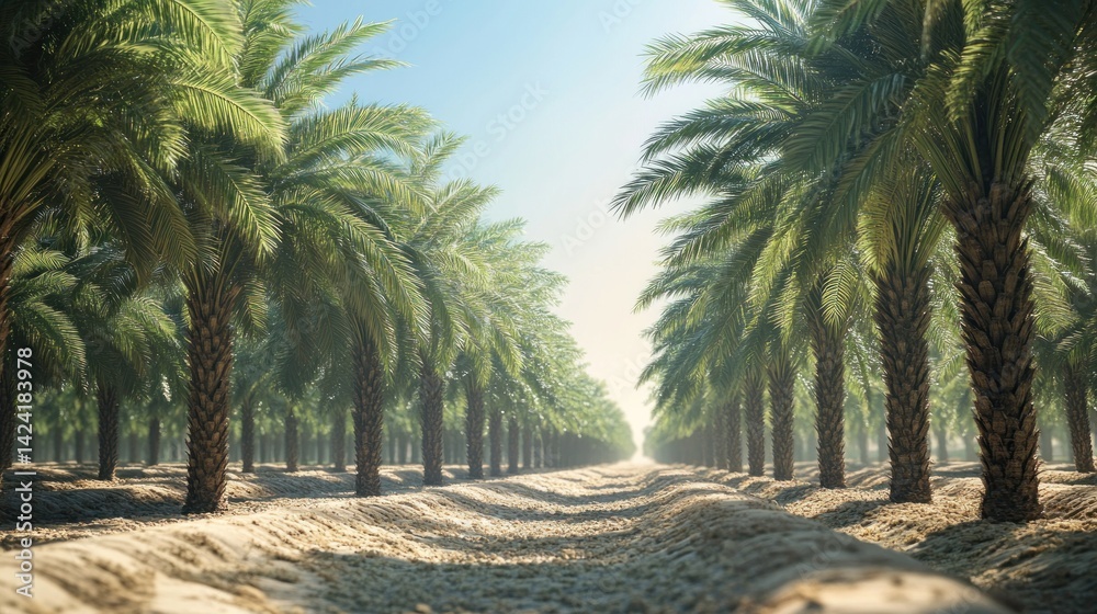 Obraz premium Palm tree plantation, sunny day