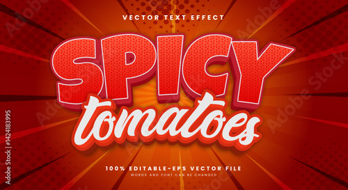Spicy Tomatoes 3D editable text effect template Suitable for spicy food products