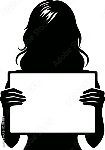 Silhouette Black Woman Holding Blank Sign  Versatile Design Element
