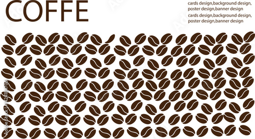 Minimalist coffee poster with seamless brown coffee bean pattern, ideal for café branding, coffee shop decor, banner design, and packaging. Trendy, modern, and perfect for background, card, or poster