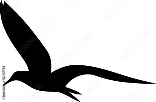 Majestic Silhouette Black Bird in Flight A Vector Graphic