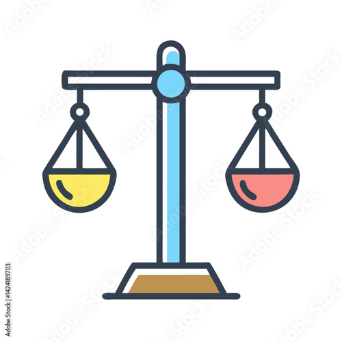 Balance Scale with Hanging Weight Icon Representing Measurement and Weight Evaluation