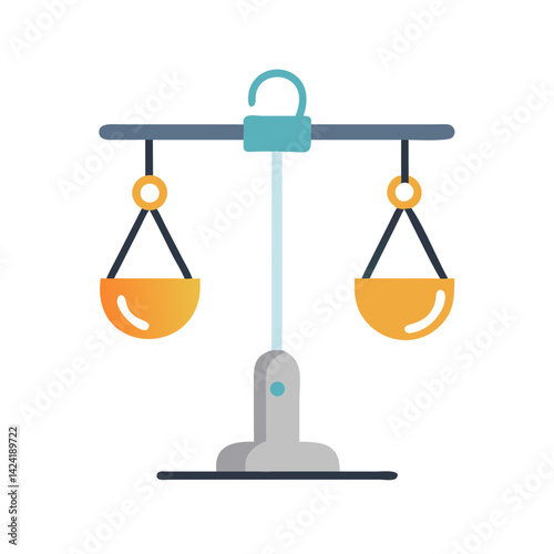Balance Scale with Hanging Weight Icon Representing Measurement and Weight Evaluation