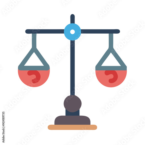 Balance Scale with Hanging Weight Icon Representing Measurement and Weight Evaluation