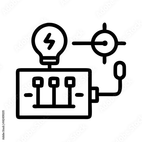 Battery Circuit with Light Bulb Icon Representing Electrical Power and Illumination