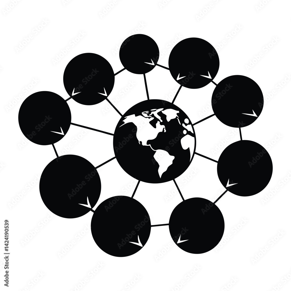 Silhouette of speech bubbles forming a global network on white background1