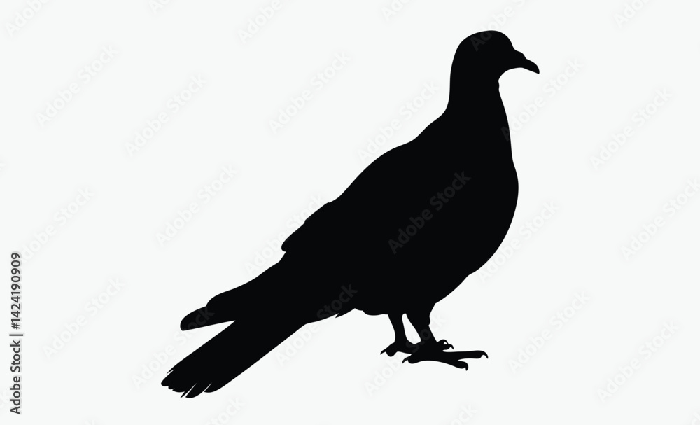 Fototapeta premium Pigeon silhouette, bird icon, vector illustration