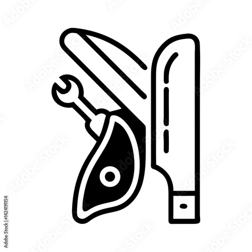 Boning Knife Icon Representing Precision Meat Cutting and Preparation