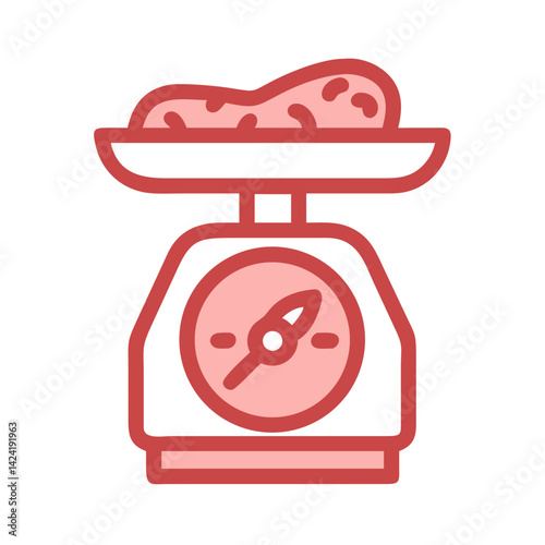 Butcher Scale Icon Representing Weighing Meat Portion in Butchery