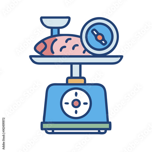 Butcher Scale Icon Representing Weighing Meat Portion in Butchery