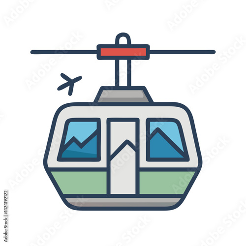 Cable Car Icon Representing Mountain Transport and Scenic Travel