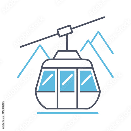 Cable Car Icon Representing Mountain Transport and Scenic Travel