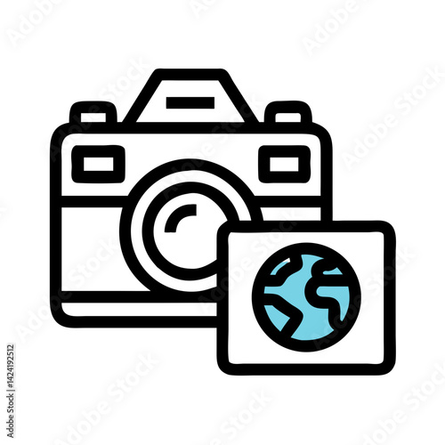 Camera Icon Representing Travel Photography and Exploration