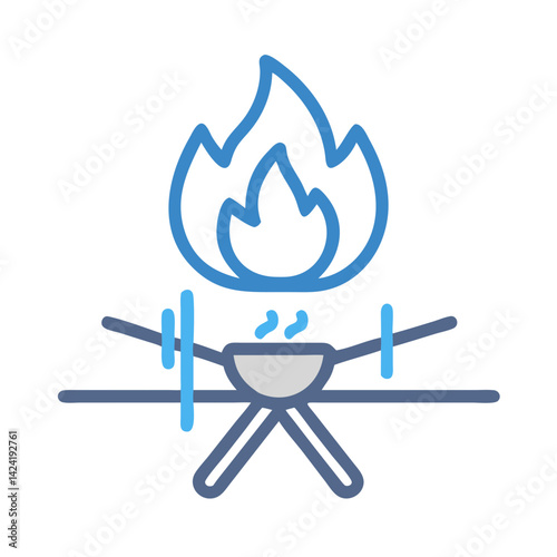 Campfire Icon Representing Outdoor Cooking and Camp Setup