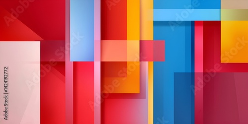Geometric pattern cut-out shapes artistic concept Colorful geometric abstract composition with overlapping shapes.