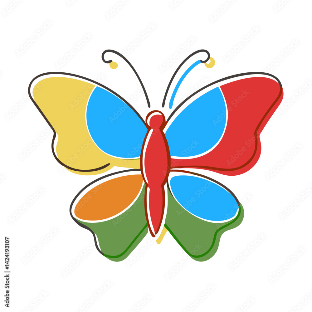 Naklejka premium Colorful butterfly in bright hues for decoration 