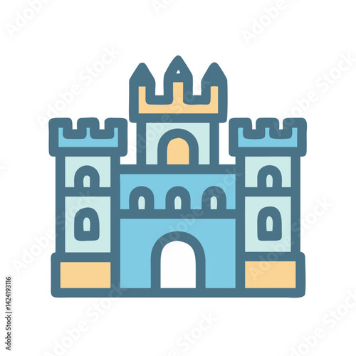 Castle Icon Representing Historical Landmark and Tourist Attraction