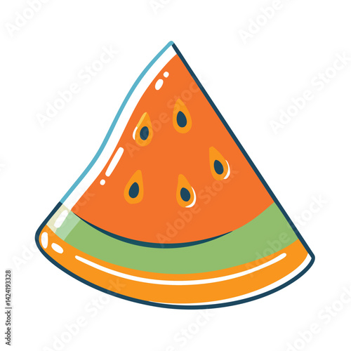 Watermelon slice in bright colors, fun style  