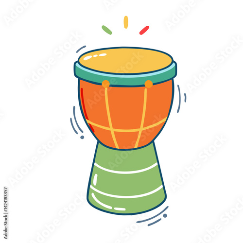 Colorful Drum with Vibrant Sound Effects in a Playful Style  