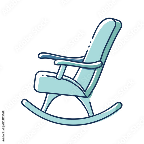 Rattan rocking chair in soft blue color palette  