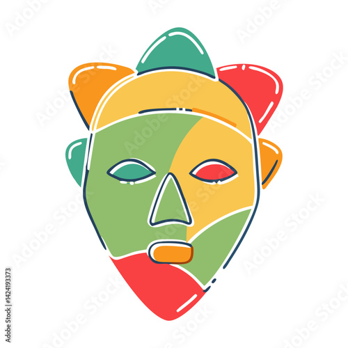 Colorful Abstract Tribal Mask Design  