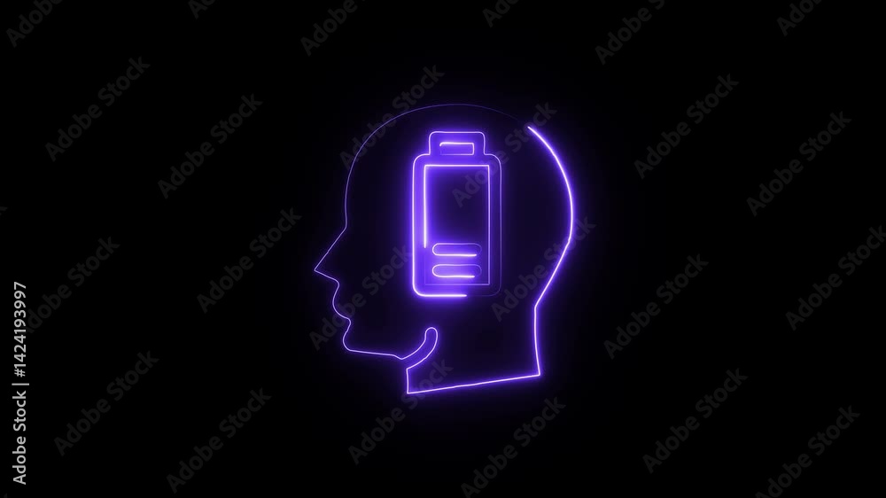 Glowing neon exhaustion icon isolated on black background. HD Video motion graphic animation
