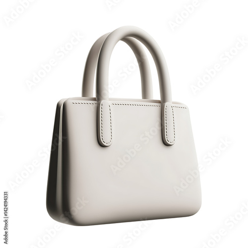 Obraz na płótnie A soft 3D handbag icon with rounded edges and smooth surface featuring stitched handles and a clean minimal design style on a transparent background w salonie