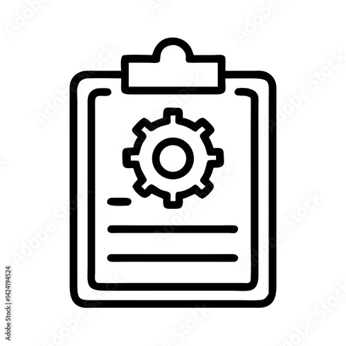 Clipboard with Gear Settings Icon Representing Task Configuration or Workflow Management