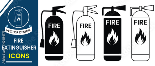 Fire extinguisher icon vector sign. Silhouette of Fire extinguisher sign and symbol. Firefighters tools for flame fighting symbol, fire prevention line icon, logo, app. Vector illustration.