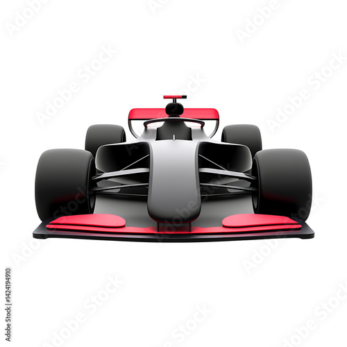 Obraz na płótnie A sleek 3D race car icon viewed from the front with aerodynamic detail and a high speed design on a transparent background w salonie
