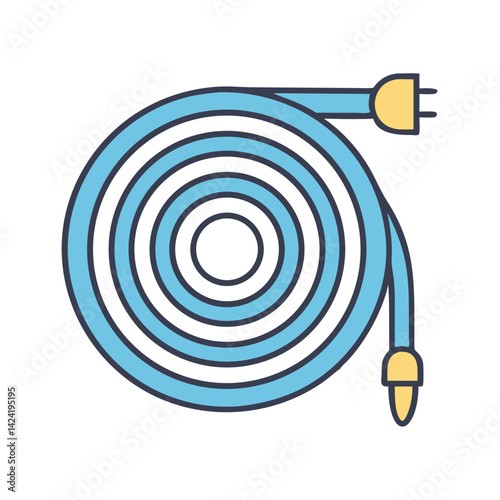 Coiled Water Hose Icon Representing Garden Irrigation or Outdoor Watering Tool