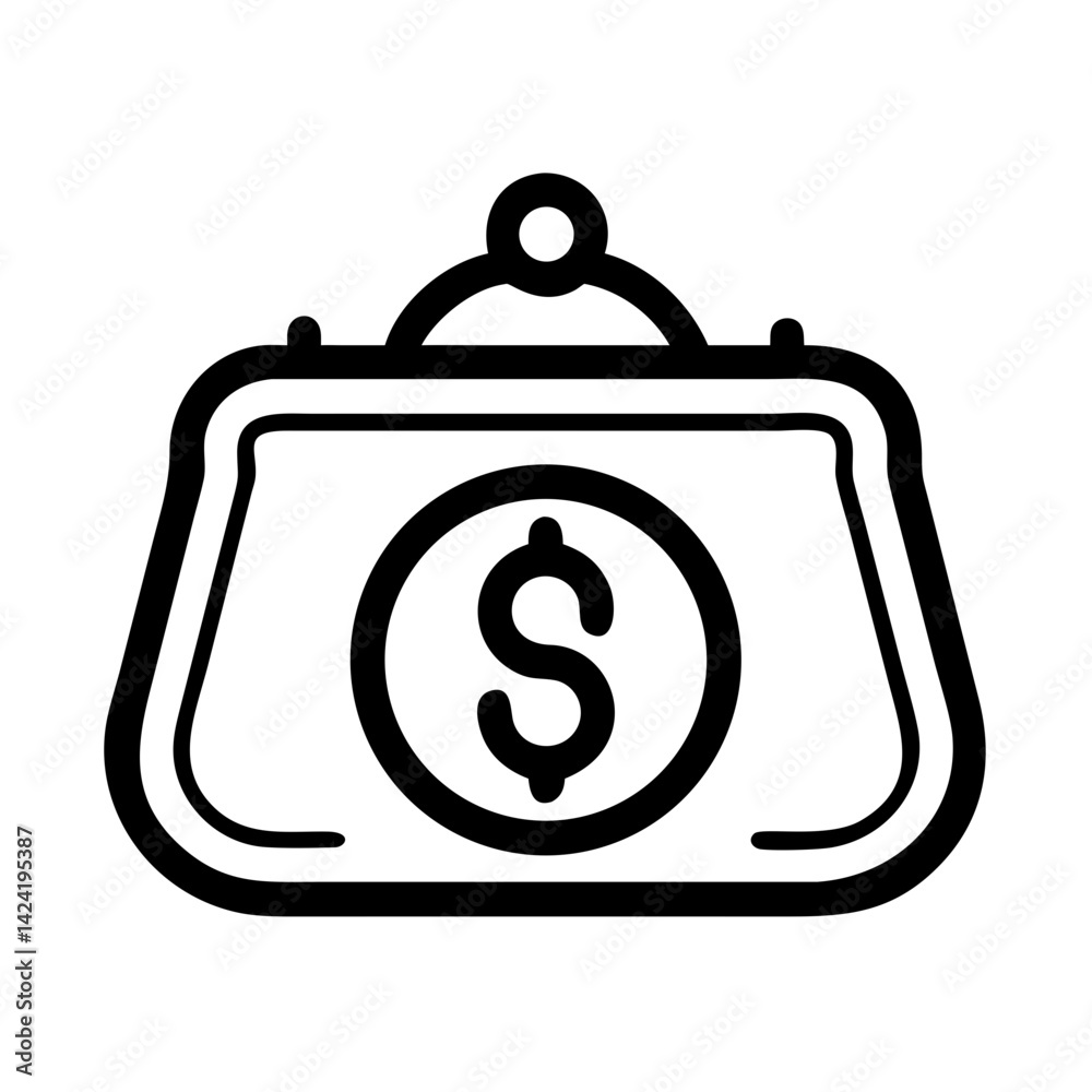 Coin Purse with Dollar Symbol Icon Representing Personal Savings or Small Cash Storage Coin Purse with Dollar Symbol Icon Representing Personal Savings or Small Cash Storage